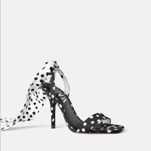 COPY - Zara polka dot tie up heels